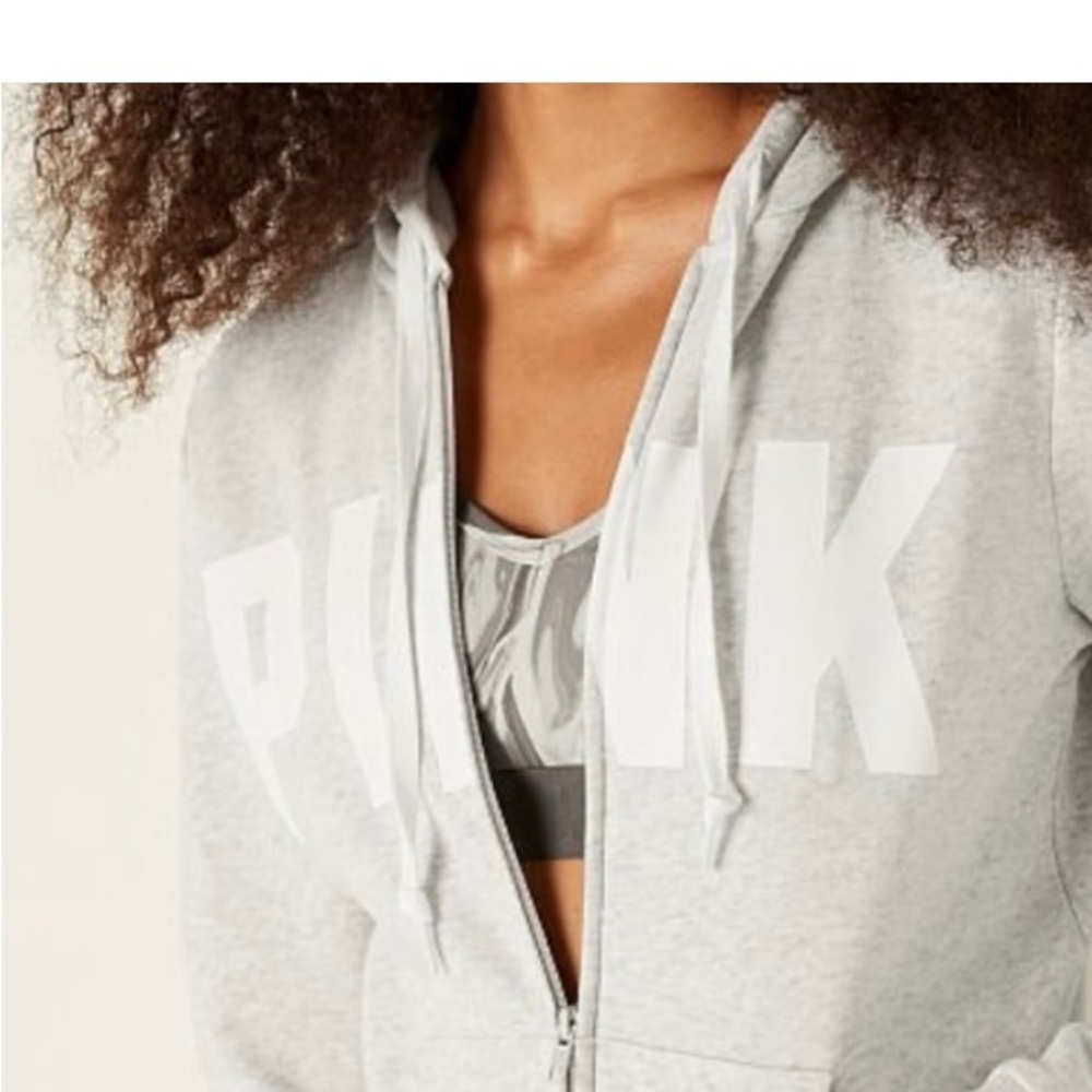 Victoria secret pink full zip Hoodie Fleece gray